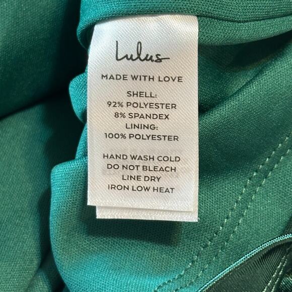 Lulus Best Night Out Emerald Green Satin Twist-Front Mini Dress Size L Glam NWT - Picture 9 of 10